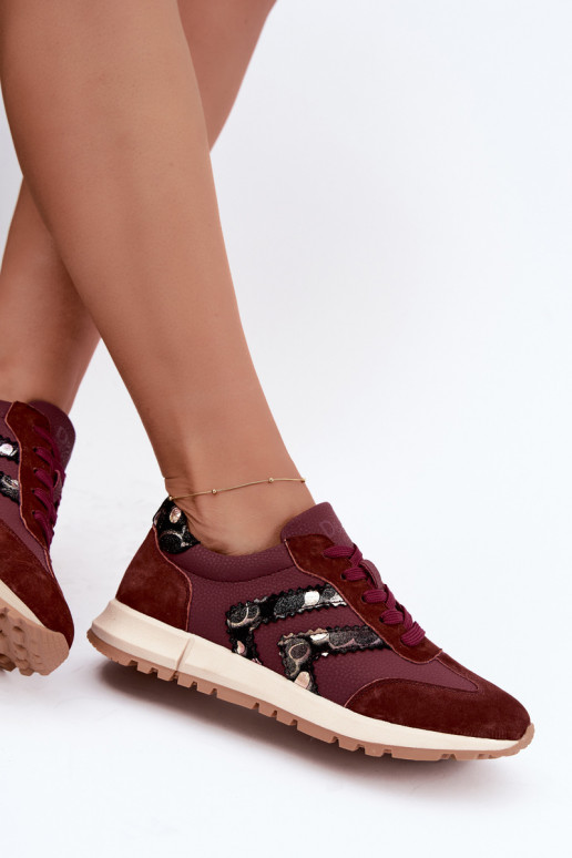 Naiste kunstsuede spordijalatsid D&A GR62-6015 burgundia värv