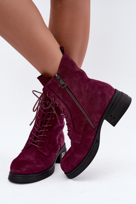 Faux suede sooja naiste saapad Vinceza 67044 burgundia