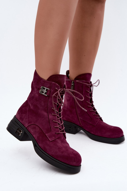 Faux suede sooja naiste saapad Vinceza 67044 burgundia