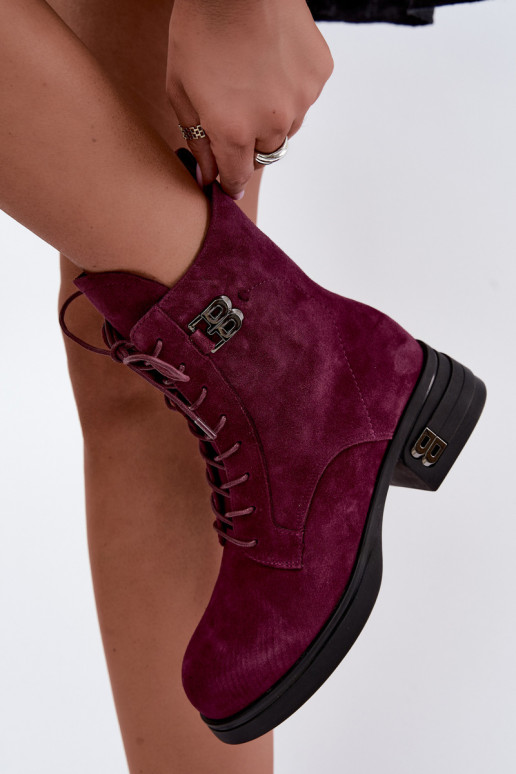 Faux suede sooja naiste saapad Vinceza 67044 burgundia
