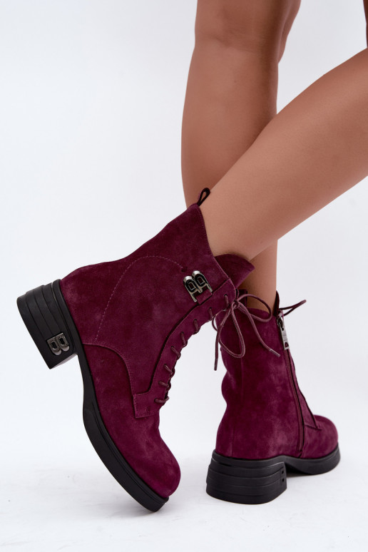 Faux suede sooja naiste saapad Vinceza 67044 burgundia