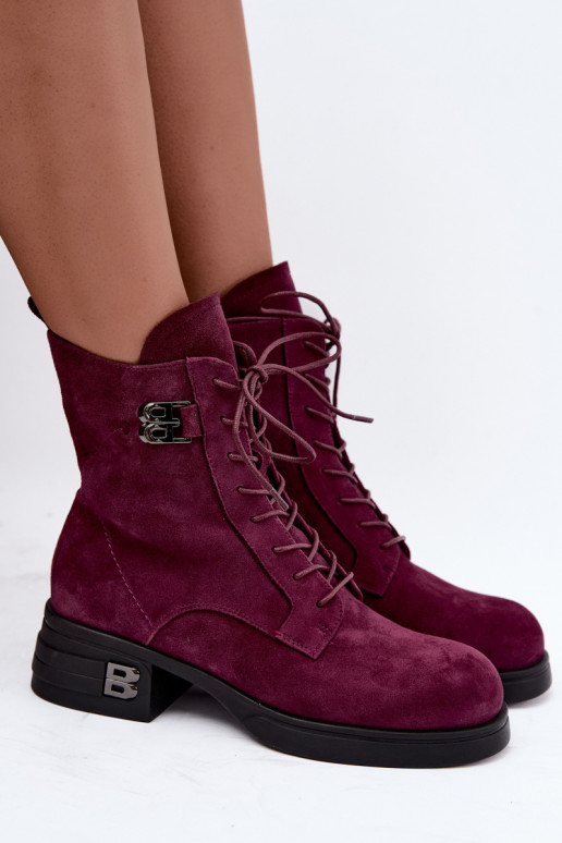 Faux suede sooja naiste saapad Vinceza 67044 burgundia