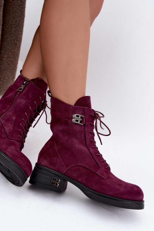 Faux suede sooja naiste saapad Vinceza 67044 burgundia