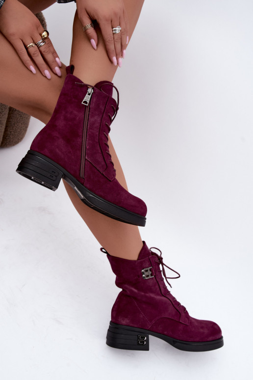 Faux suede sooja naiste saapad Vinceza 67044 burgundia