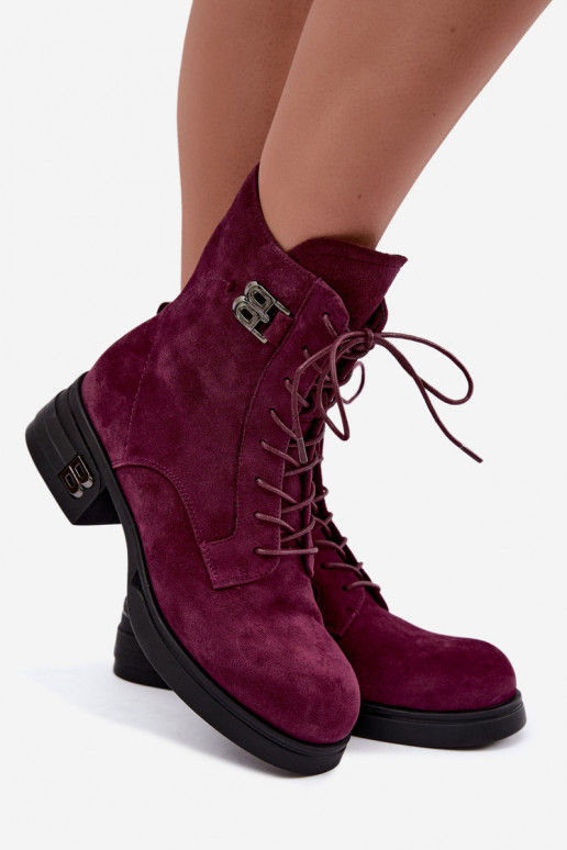 Faux suede sooja naiste saapad Vinceza 67044 burgundia