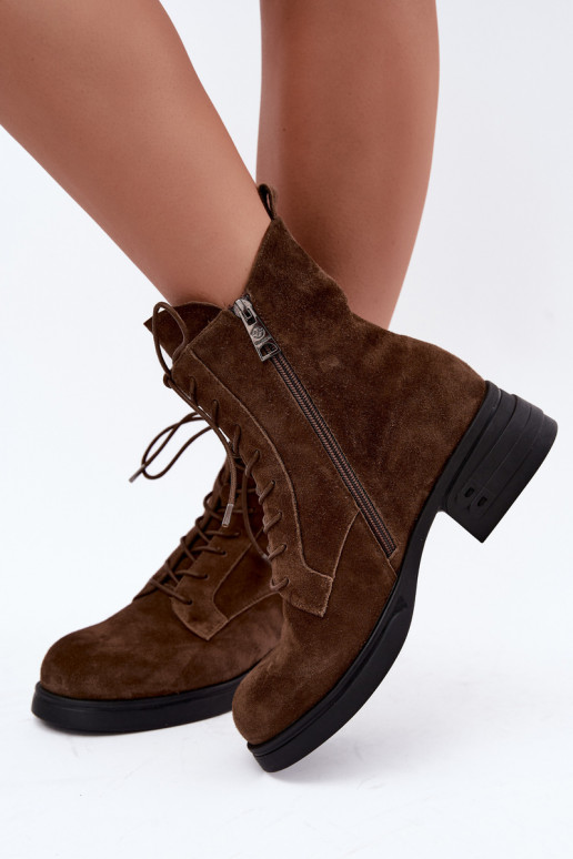 Faux suede sooja naiste saapad Vinceza 67044 pruun
