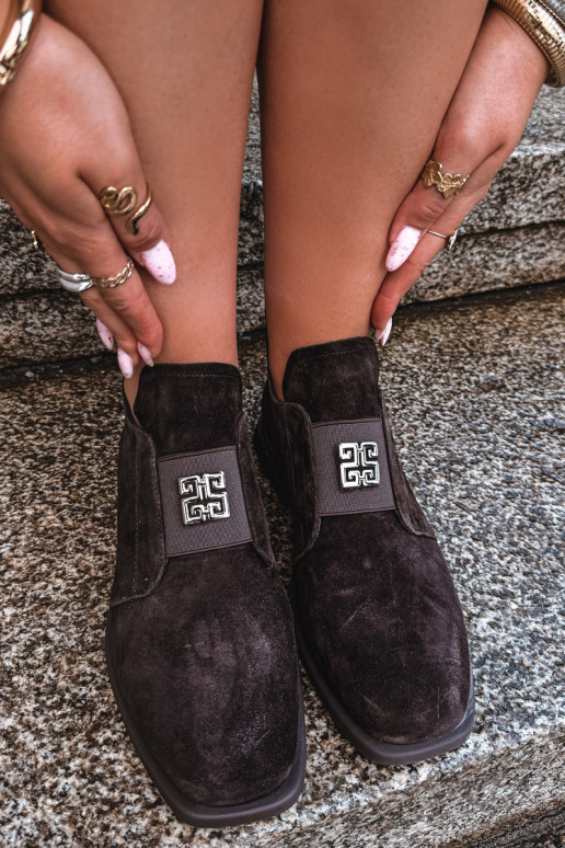Faux suede saapad kaunistustega Vinceza 91185 šokolaad