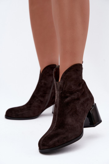 Faux suede saapad kontsaga Vinceza 91178 šokolaad