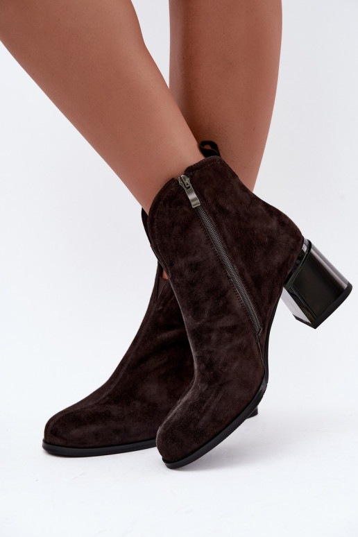 Faux suede saapad kontsaga Vinceza 91178 šokolaad