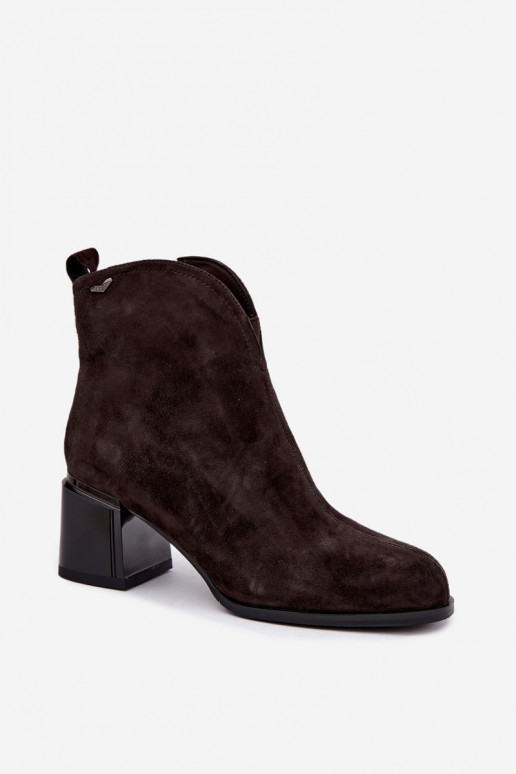 Faux suede saapad kontsaga Vinceza 91178 šokolaad