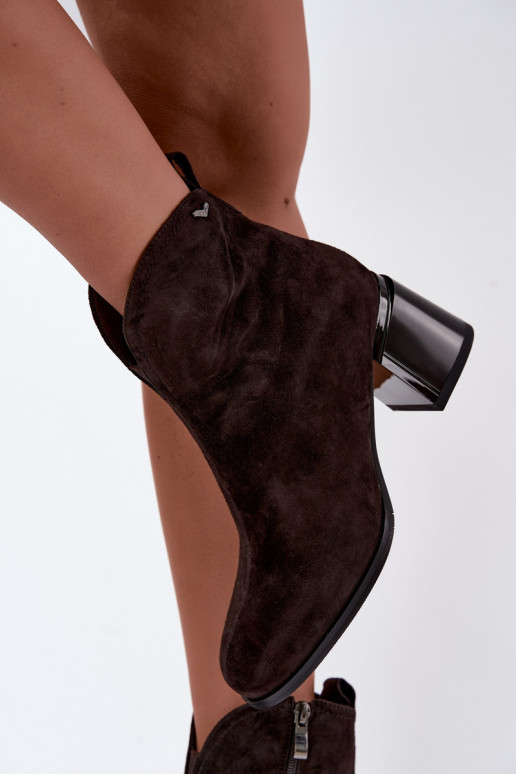 Faux suede saapad kontsaga Vinceza 91178 šokolaad