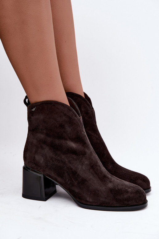 Faux suede saapad kontsaga Vinceza 91178 šokolaad