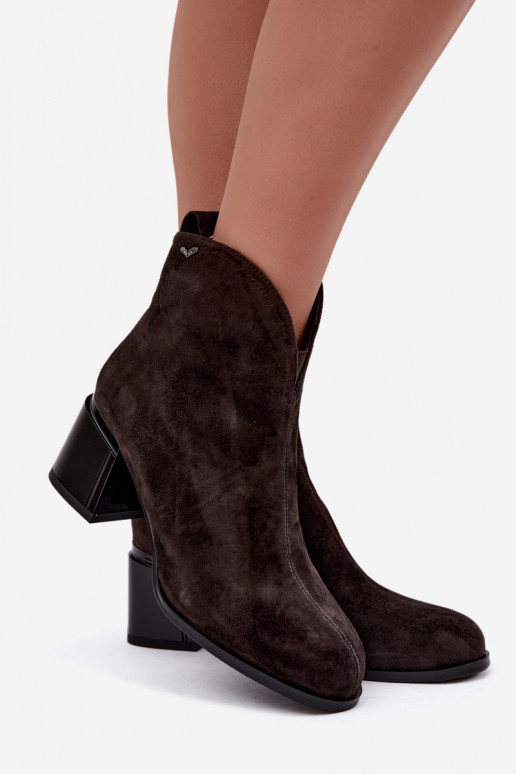 Faux suede saapad kontsaga Vinceza 91178 šokolaad