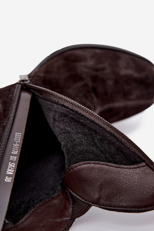 Faux suede saapad kontsaga Vinceza 91178 šokolaad