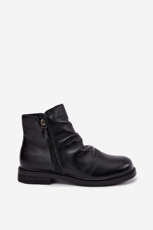 Soojad pahkluu saapad ruffles ja laiad kontsad Vinceza 58683 must