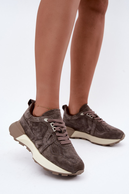 Faux suede naiste spordijalatsid Kobbo 67048 tumepruun