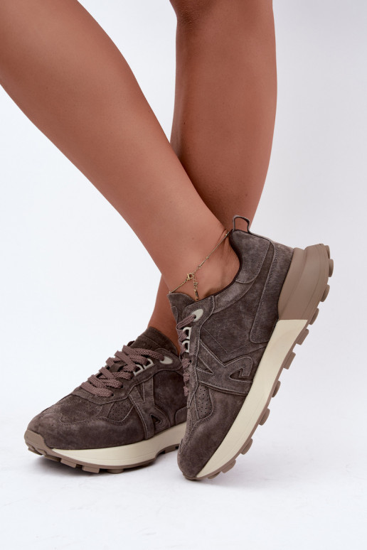 Faux suede naiste spordijalatsid Kobbo 67048 tumepruun