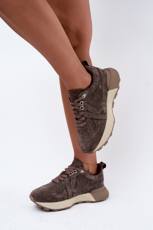 Faux suede naiste spordijalatsid Kobbo 67048 tumepruun