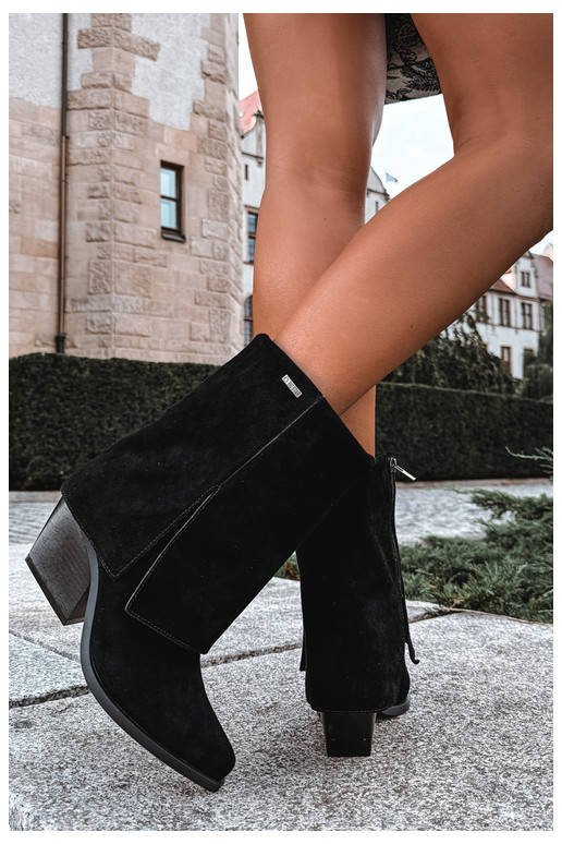 Koboi stiilis ankle boots konts looduslikust nubukist Big Star UU274113 must