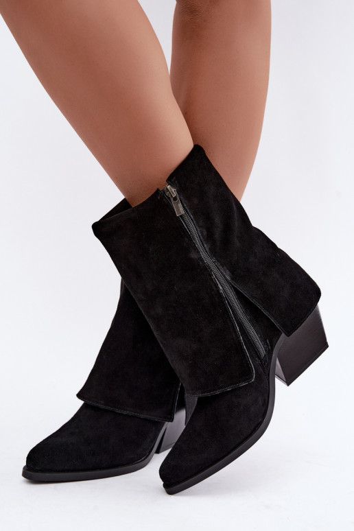 Koboi stiilis ankle boots konts looduslikust nubukist Big Star UU274113 must