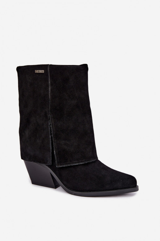 Koboi stiilis ankle boots konts looduslikust nubukist Big Star UU274113 must