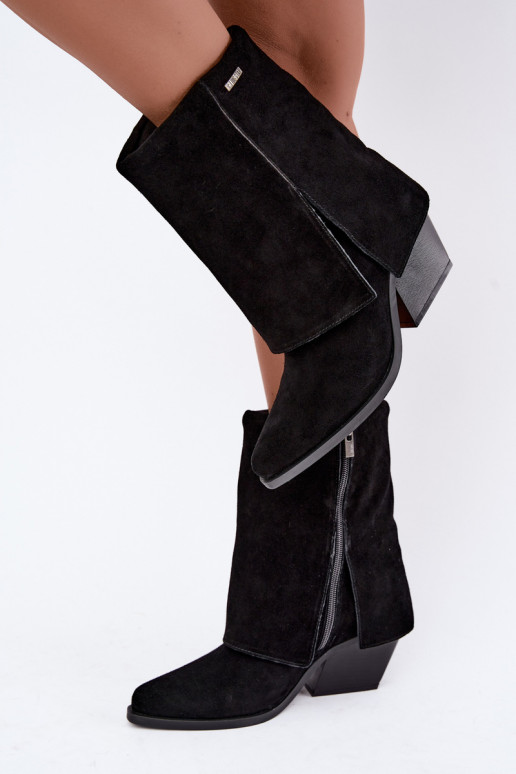 Koboi stiilis ankle boots konts looduslikust nubukist Big Star UU274113 must