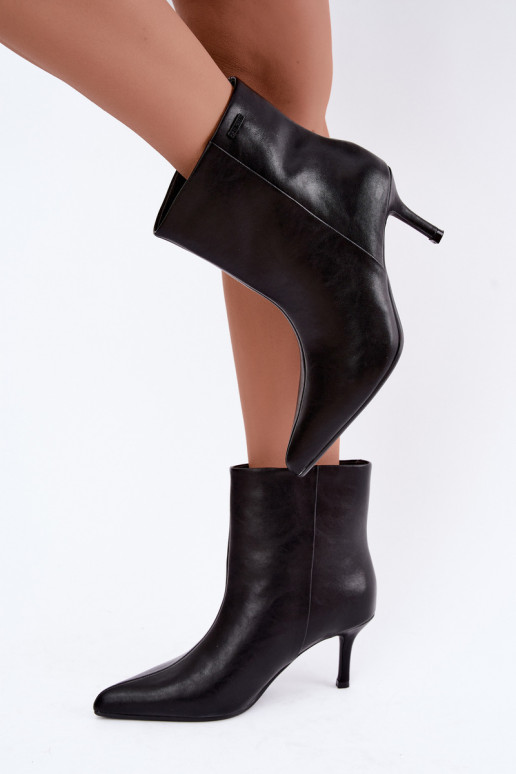 Ankle boots õhukeste kontsade ja soojustusega, slip-on Big Star UU274494 must