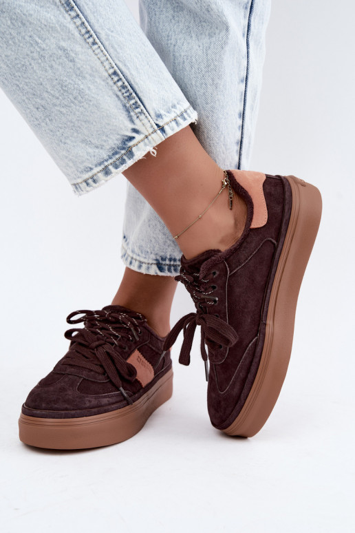 kunstsuede sneakers mudel saapad naistele soojustatud Big Star UU274770 šokolaadi värv