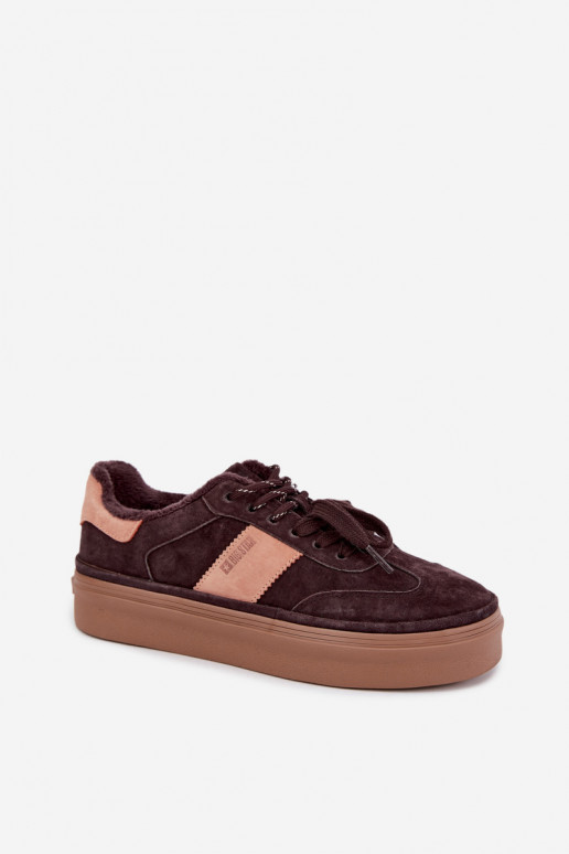 kunstsuede sneakers mudel saapad naistele soojustatud Big Star UU274770 šokolaadi värv