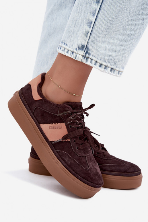 kunstsuede sneakers mudel saapad naistele soojustatud Big Star UU274770 šokolaadi värv