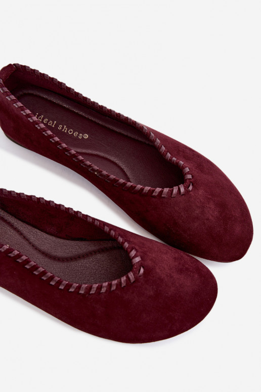Ballettijalatsid koos kootud äärega burgundi värv