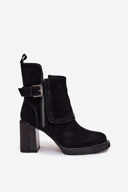 Mustad ankle boots kunstnahast koos kontsade ja pandlitega Vinceza 91152