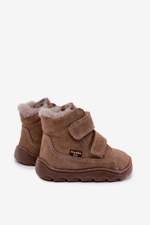 Nahast laste lumesaapad Barefoot Froddo G2110151-8 liivavärvi