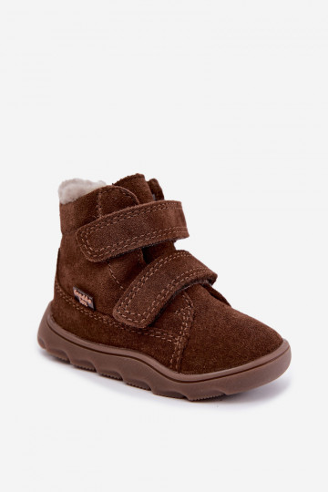 Südametega sametist laste lumesaapad Barefoot Froddo G2110151-13 šokolaadi värvi