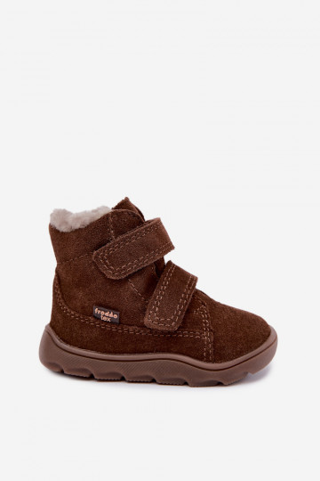 Südametega sametist laste lumesaapad Barefoot Froddo G2110151-13 šokolaadi värvi 2