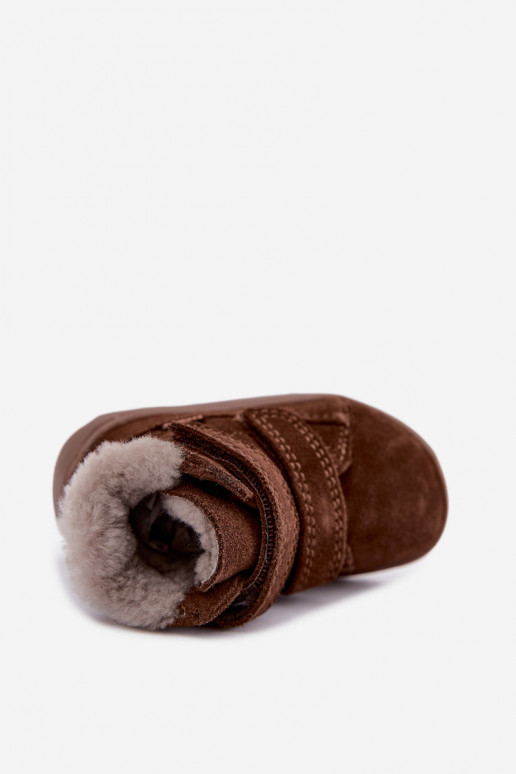 Südametega sametist laste lumesaapad Barefoot Froddo G2110151-13 šokolaadi värvi