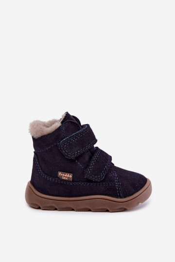 Nahast laste lumesaapad Barefoot Froddo G2110151 tumesinise värvi 2