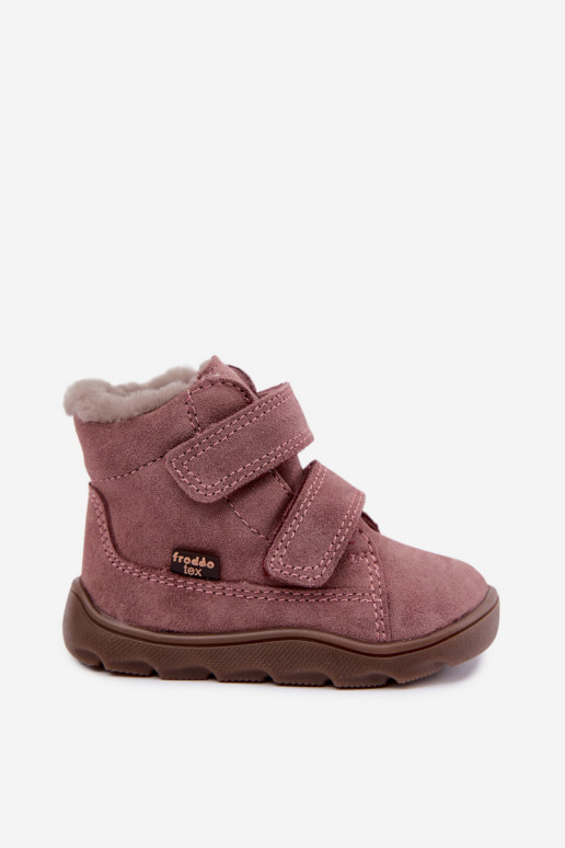Nahast laste lumesaapad Barefoot Froddo G2110151 roosa värvi