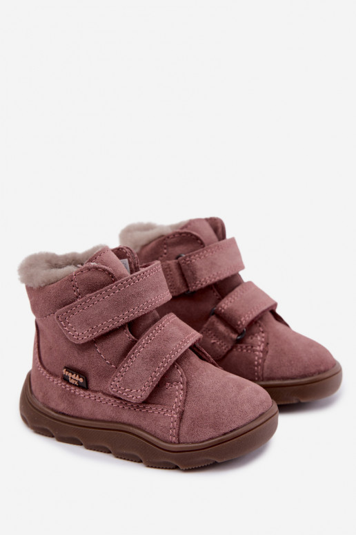 Nahast laste lumesaapad Barefoot Froddo G2110151 roosa värvi