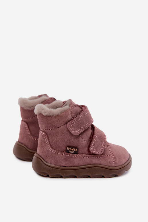 Nahast laste lumesaapad Barefoot Froddo G2110151 roosa värvi