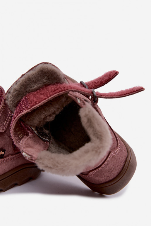 Nahast laste lumesaapad Barefoot Froddo G2110151 roosa värvi