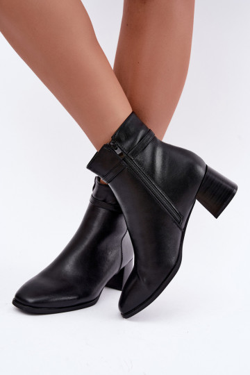 Nahast isoleeritud naiste ankle saapad konksudega Sergio Leone BT-34 musta värvi 2