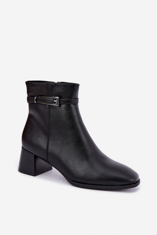 Nahast isoleeritud naiste ankle saapad konksudega Sergio Leone BT-34 musta värvi