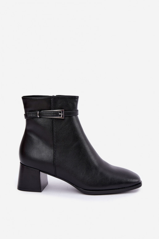 Nahast isoleeritud naiste ankle saapad konksudega Sergio Leone BT-34 musta värvi