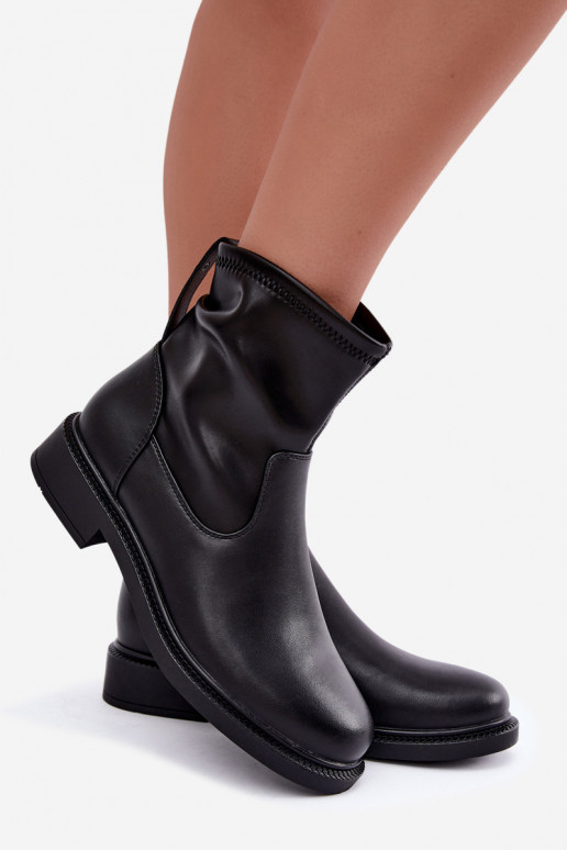 Tehisnaha isoleeritud ankle saapad laiemate kontsadega Sergio Leone BT-62 mustad