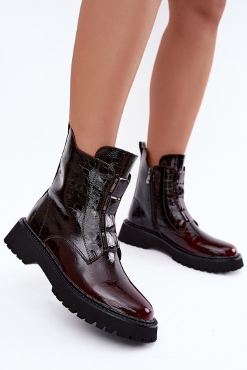 Isolatsiooniga naiste ankle saapad lakiefektiga T.Sokolski Z26-501 burgundia
