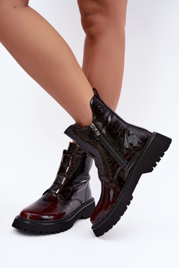 Isolatsiooniga naiste ankle saapad lakiefektiga T.Sokolski Z26-501 burgundia 2