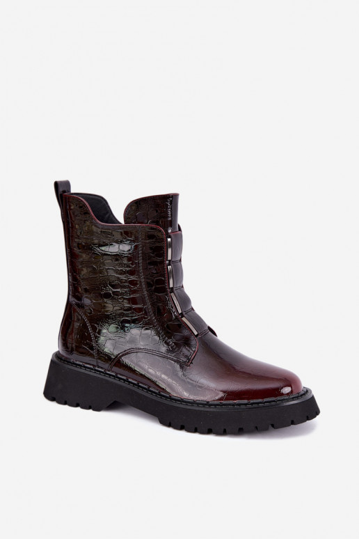 Isolatsiooniga naiste ankle saapad lakiefektiga T.Sokolski Z26-501 burgundia