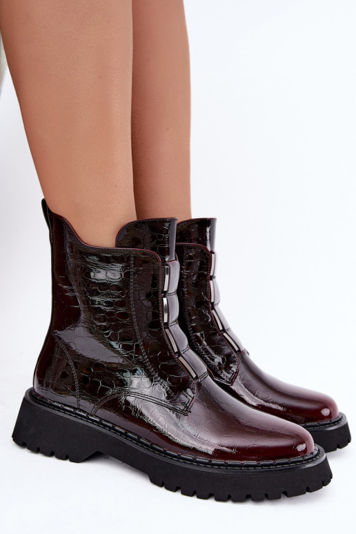 Isolatsiooniga naiste ankle saapad lakiefektiga T.Sokolski Z26-501 burgundia