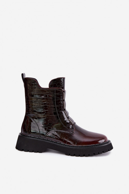 Isolatsiooniga naiste ankle saapad lakiefektiga T.Sokolski Z26-501 burgundia